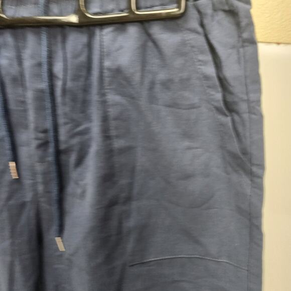 Women's Navy Blue Pull-On Drawstring Capri Shorts w/ Side Pockets Size M - Picture 3 of 5